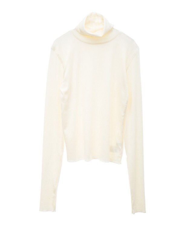 earth music&ecology リブタートルネックプルオーバー Ivory