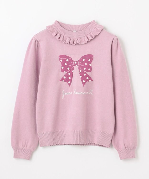 ANY KIDS 首フリルしあわせタッチニット ピンク