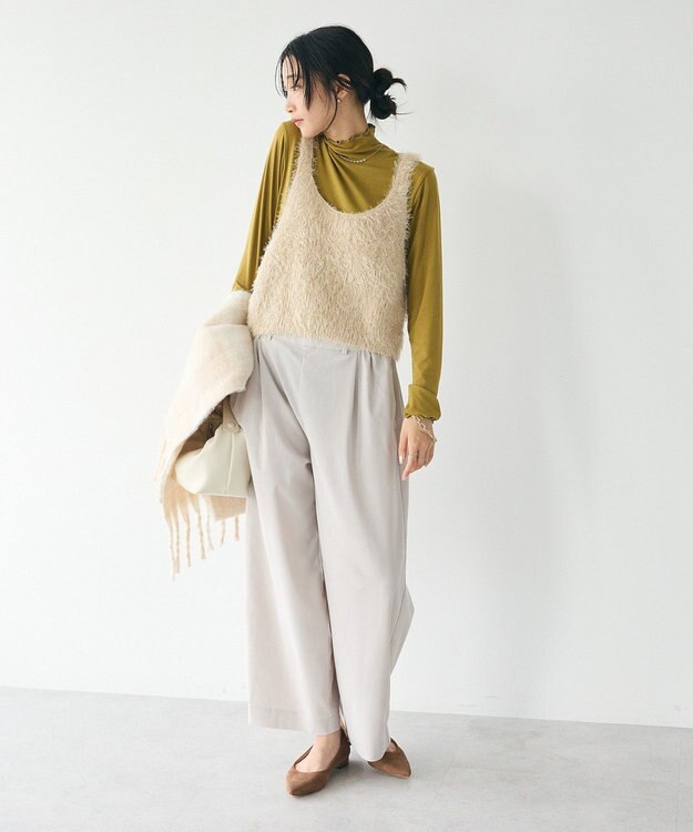 CRAFT STANDARD BOUTIQUE 洗える/ビスチェ付きシャギーニットプルオーバー Beige