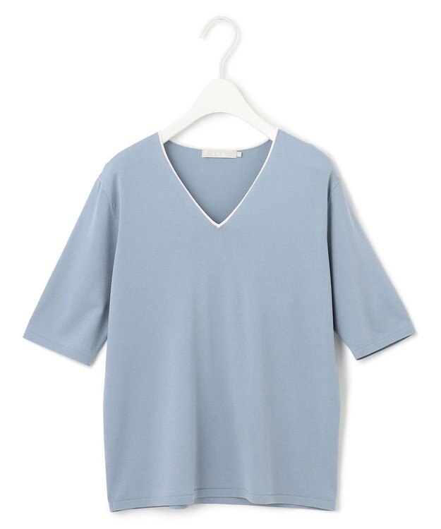 ICB L 【WEB限定カラーあり】 シンセティックハイゲージ 半袖ニット ライトブルー系