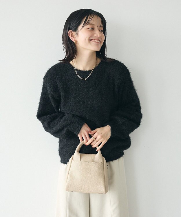 CRAFT STANDARD BOUTIQUE 洗える/ビスチェ付きシャギーニットプルオーバー Black