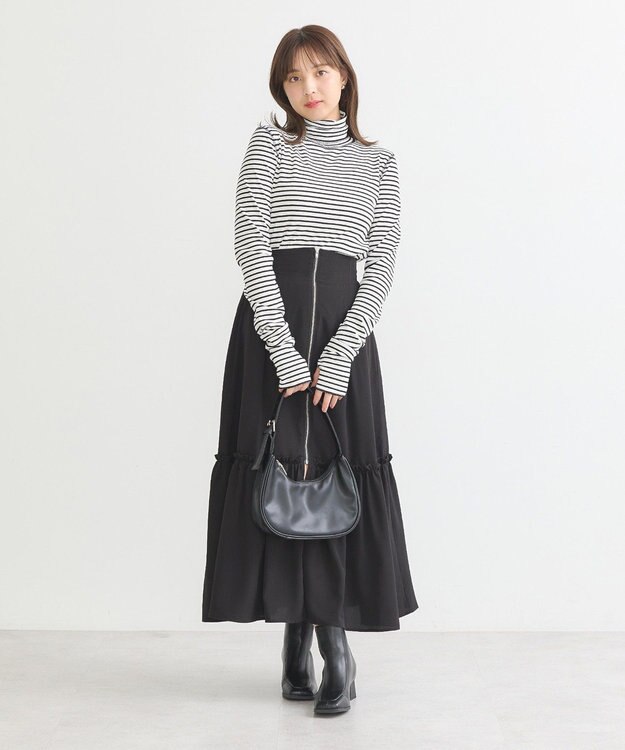 earth music&ecology リブタートルネックプルオーバー Border