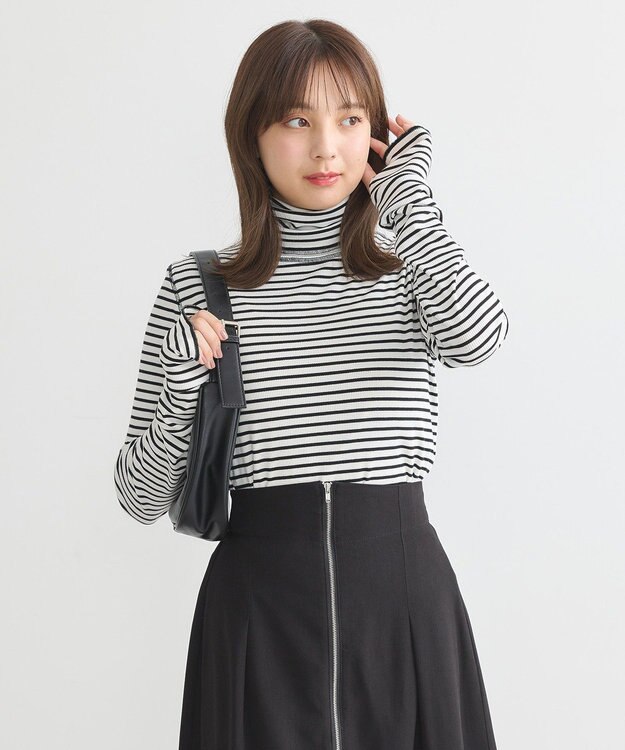 earth music&ecology リブタートルネックプルオーバー Border