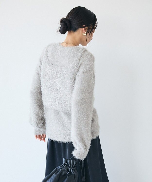 CRAFT STANDARD BOUTIQUE 洗える/ビスチェ付きシャギーニットプルオーバー Gray