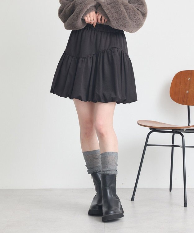 earth music&ecology ラウンド切り替えバルーンミニスカート Black