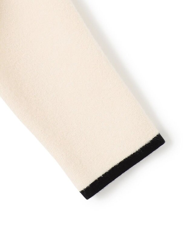 23区 L 【洗える】ミニブークレニット バイカラー ジャケット アイボリー×ブラック