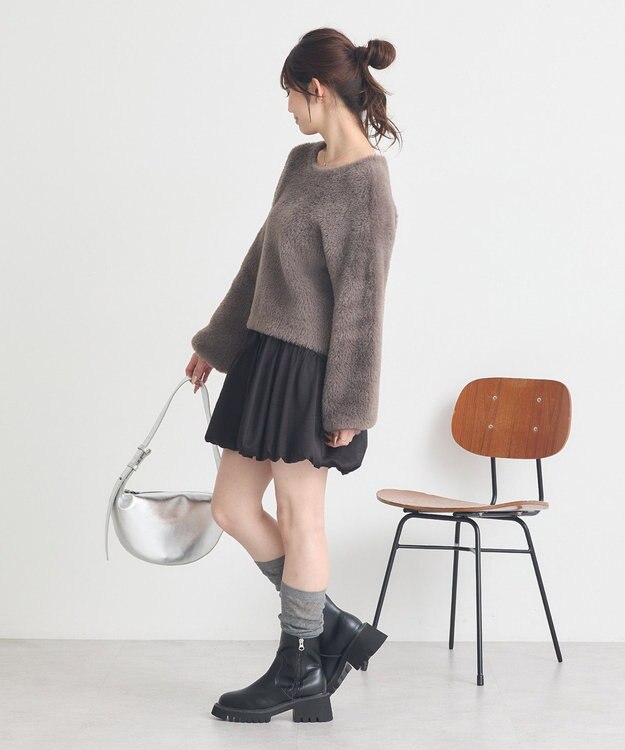 earth music&ecology ラウンド切り替えバルーンミニスカート Black