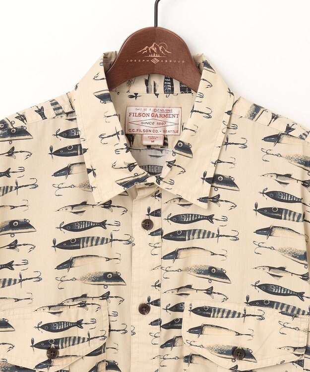 JOSEPH ABBOUD MOUNTAIN 【FILSON】WASHED SHORT SLEEVE FEARHER CLOTH SHIRT アイボリー系