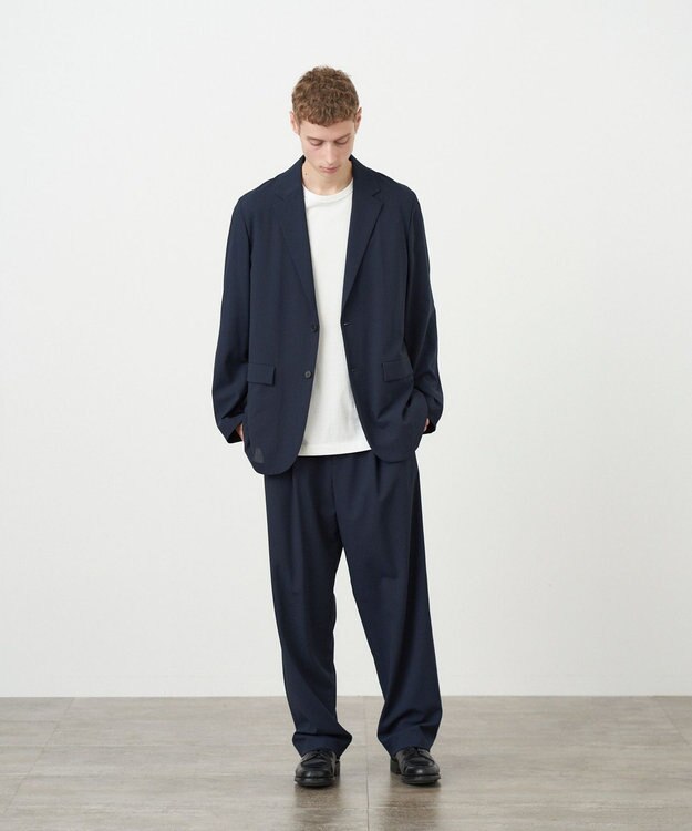 ATON HIGH TWIST WOOL | ワイドパンツ - UNISEX NAVY