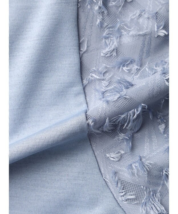 Green Parks 袖ジャガードドッキングプルオーバー Sax