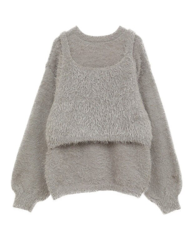 CRAFT STANDARD BOUTIQUE 洗える/ビスチェ付きシャギーニットプルオーバー Gray