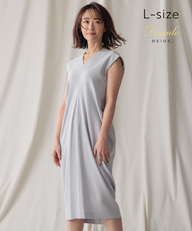 BEIGE， 【L-size】CINDY / Vネックドレス Ice blue