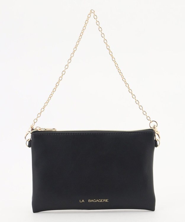 LA BAGAGERIE LA BAGAGERIE×chiyo ポーチ付きフリルエコバッグ ブラック