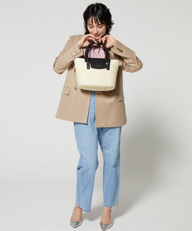 LA BAGAGERIE フラップ2WAYかごトートバッグ アイボリー