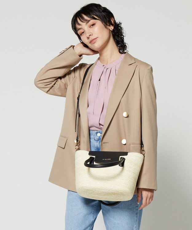 LA BAGAGERIE フラップ2WAYかごトートバッグ アイボリー