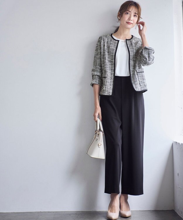 ANY SIS 【2SET】ウォッシャブルジャケット × ブラウス セット ブラックミックス