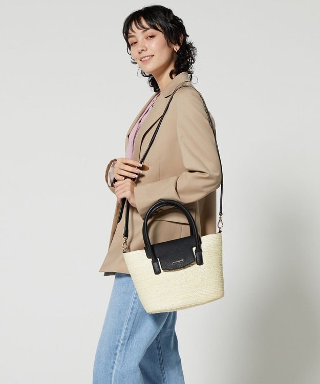 LA BAGAGERIE フラップ2WAYかごトートバッグ アイボリー