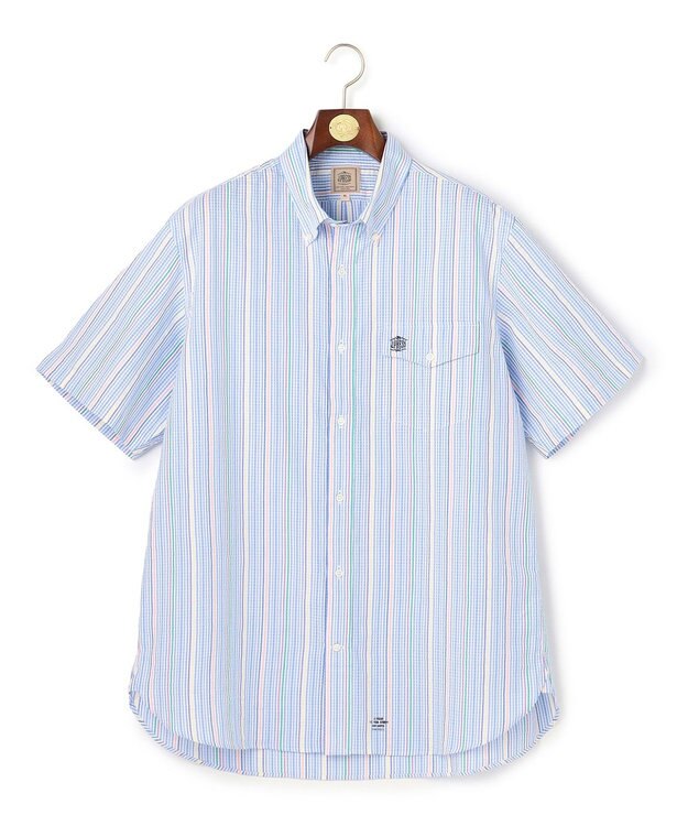 J.PRESS MEN 【KING SIZE / Aero Weave】クールマックスサッカー ストライプ シャツ / B.D. サックスブルー系7