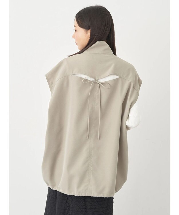 earth music&ecology ミリタリースタンドカラーベスト Light Khaki