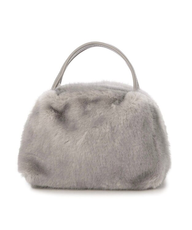 UNBILLION カシュカシュ cachecache / ミンク風エコファー2wayボックストート ライトグレー