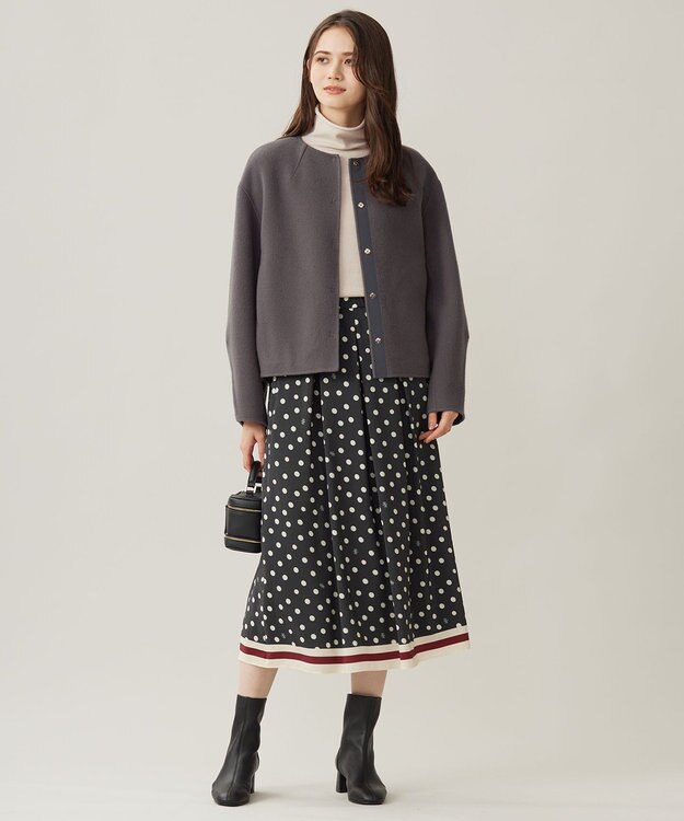 自由区 【洗える】ソフトウールハイゲージハイネック ニット ベージュ