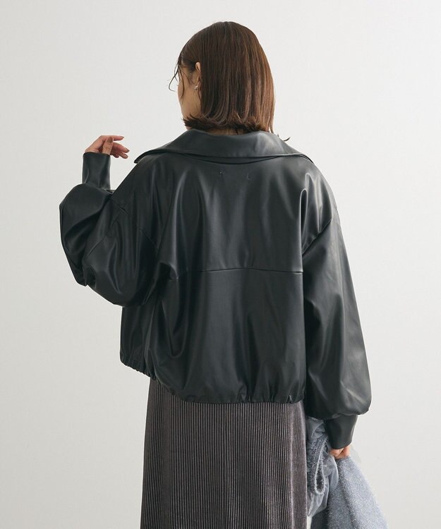 Green Parks フェイクレザードロストブルゾン Black