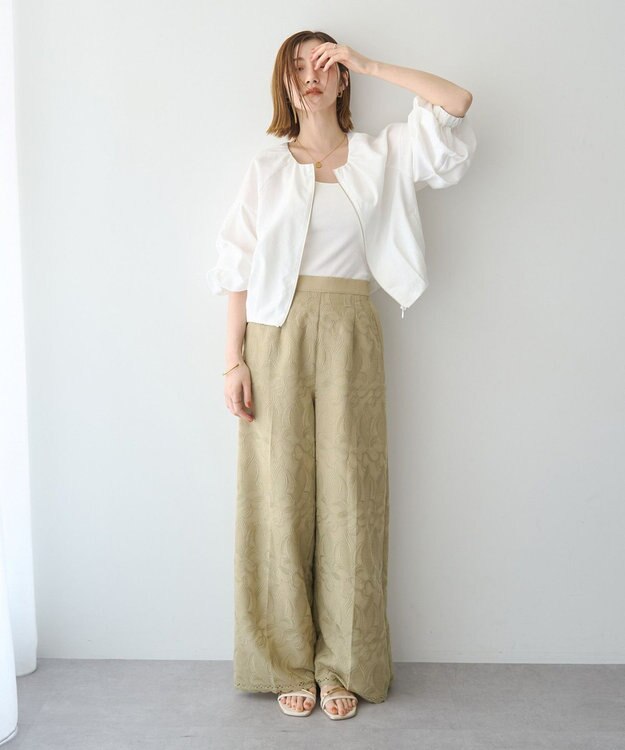 YECCA VECCA 刺繍ワイドパンツ Beige