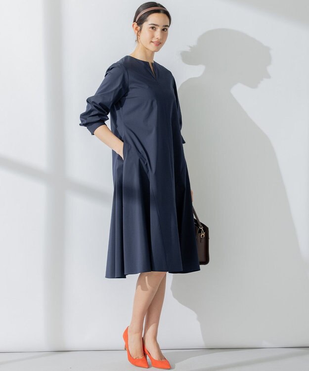 組曲 【洗える】Co/Nyブロード ワンピース ネイビー系