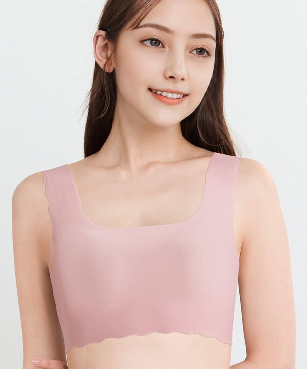 WACOAL 【GOCOCi ゴコチ】 ノンワイヤーブラ ハーフトップ まるでつけていないような着ごこち フラット仕上げ ホックなし CGG535 /ワコール ロマンピンク