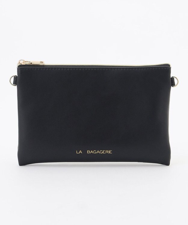 LA BAGAGERIE LA BAGAGERIE×chiyo ポーチ付きフリルエコバッグ ブラック