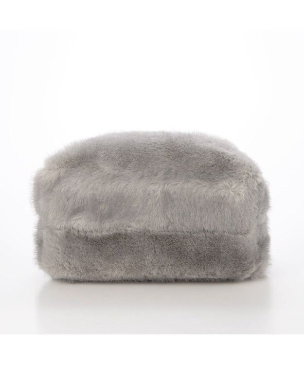 UNBILLION カシュカシュ cachecache / ミンク風エコファー2wayボックストート ライトグレー