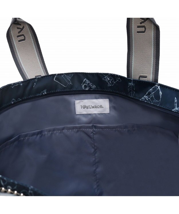 ACE BAGS & LUGGAGE 【雑誌掲載】 HAyU × ace.  フォールディング 折り畳みトートバッグ 猫柄 22L 17861 ネイビー柄