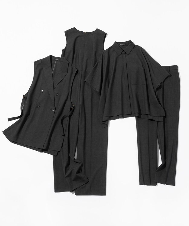 23区 L 【洗える】TWマットクロス スティック パンツ グレー系