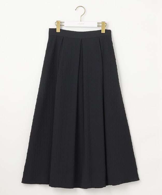 ANY SIS 【好印象企画】襟配色ニット×タックスカートセット グレー×スレート