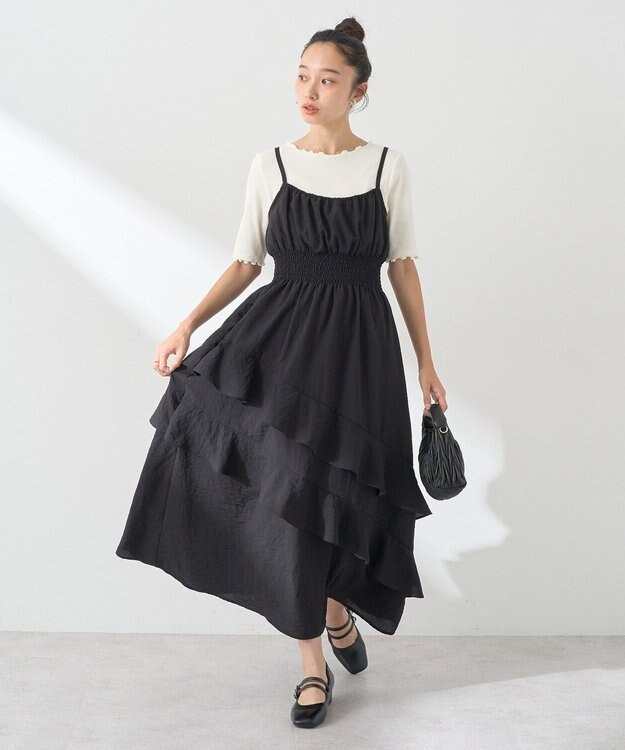 earth music&ecology ラッフルティアードキャミワンピース Black