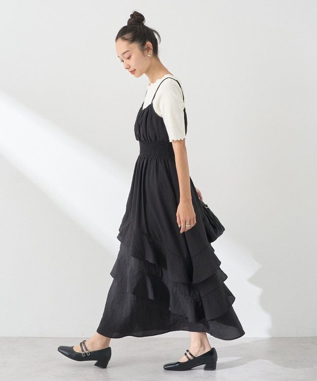 earth music&ecology ラッフルティアードキャミワンピース Black