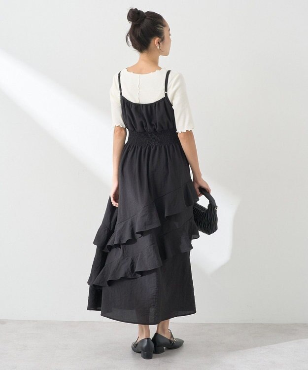 earth music&ecology ラッフルティアードキャミワンピース Black