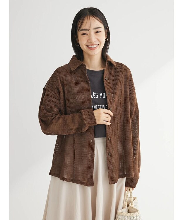 Green Parks カットレースシャツチュニック Brown