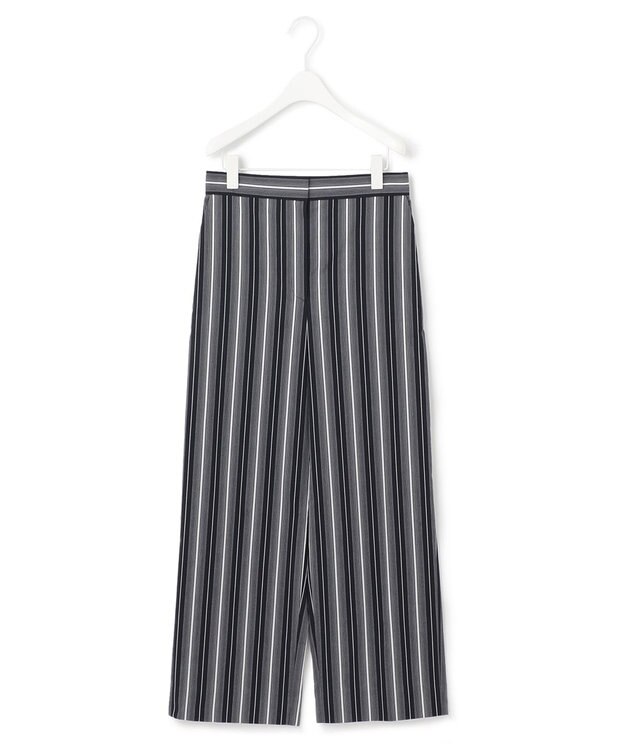 ICB 【洗える】 コットンナイロンドビーストライプ ワイドストレートパンツ ネイビー系