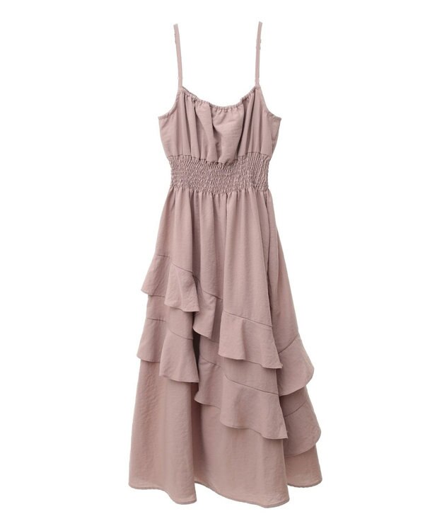 earth music&ecology ラッフルティアードキャミワンピース Pink