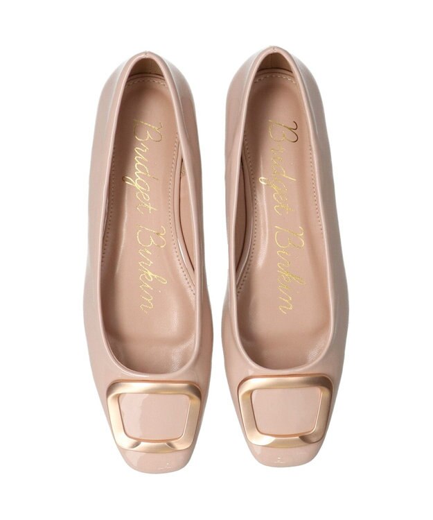 Bridget Birkin 【Bridget Birkin】スクエアバックルフラットシューズ ベージュエナメル