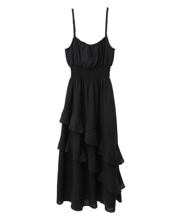 earth music&ecology ラッフルティアードキャミワンピース Black