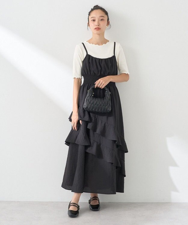 earth music&ecology ラッフルティアードキャミワンピース Black