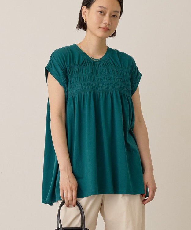 AMERICAN HOLIC シャーリング半袖フレアプルオーバー Green