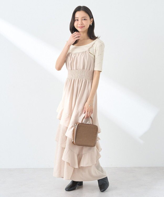 earth music&ecology ラッフルティアードキャミワンピース Beige