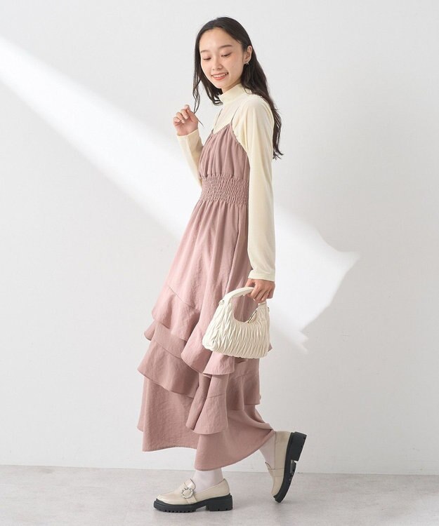 earth music&ecology ラッフルティアードキャミワンピース Pink