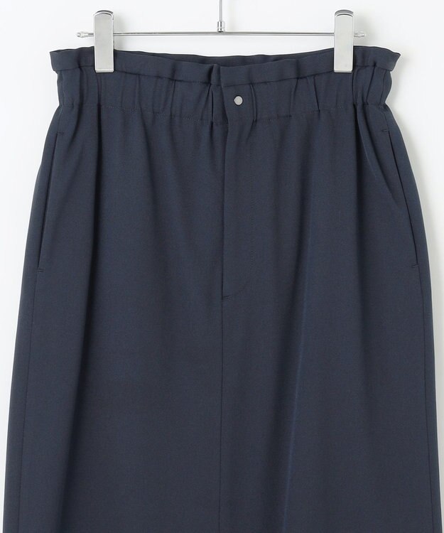 #Newans 【洗濯機可能/ウエストゴム】ロングナロースカート ネイビー