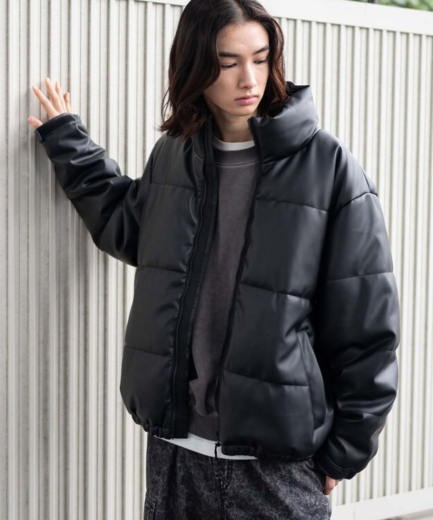 WEGO 【ユニセックス着用ITEM】PUパファーブルゾン ブラック