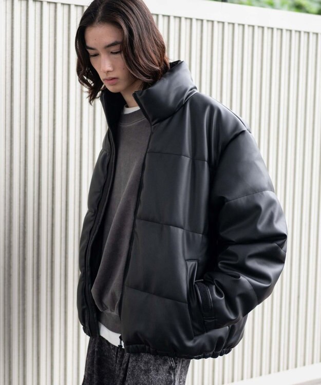 WEGO 【ユニセックス着用ITEM】PUパファーブルゾン ブラック