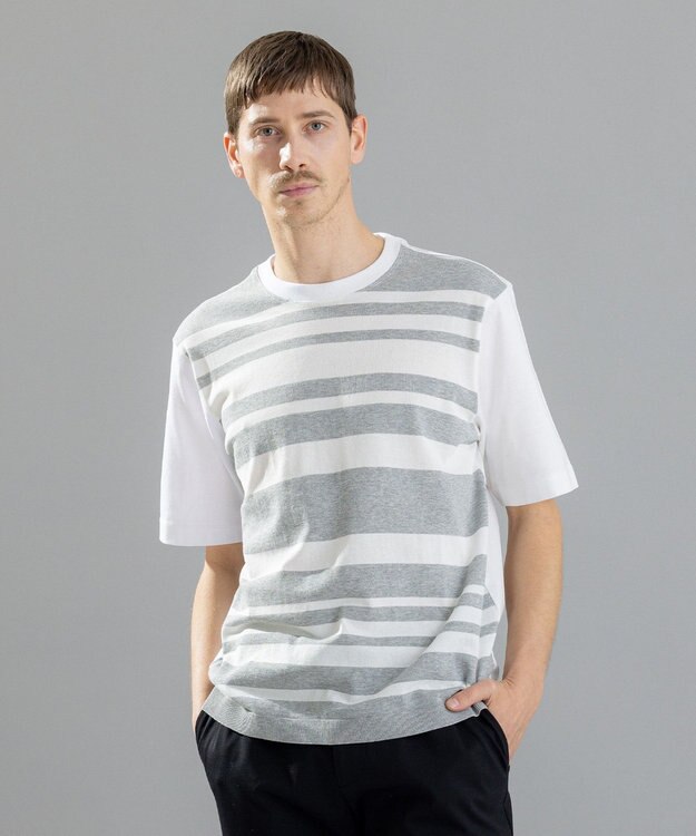 JOSEPH HOMME ブライトボーダーブロック　Tシャツ ホワイト系